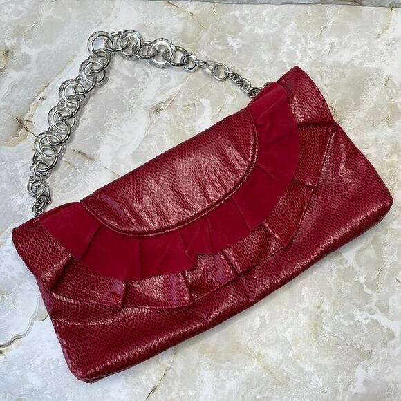 White House Black Market snakeskin and brushed suede clutch bag - Picture 1 of 7